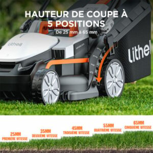 Tondeuse à gazon sans fil 13 pouces, U20 Handy+ 20 V, tondeuse à gazon électrique pour jardin, cour et ferme, 5 réglages de hauteur, poids léger, batterie portable 4,0 Ah incluse Litheli