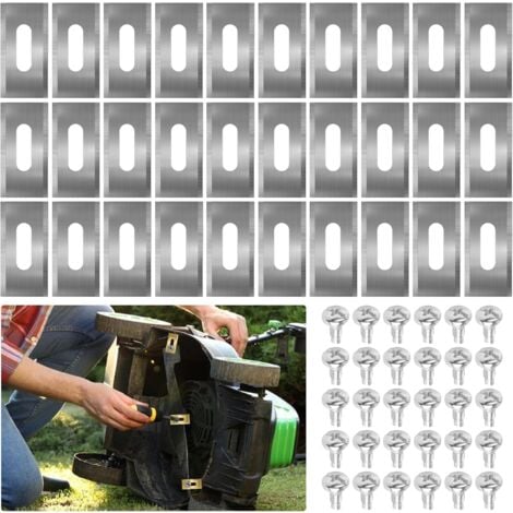 Lot de 30 lames de rechange pour robot tondeuse à gazon, accessoires de lame, compatibles avec Automower/Gardena, trou oblong en acier inoxydable, 0,65 mm