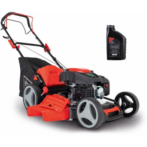 Scheppach Tondeuse thermique autotractée MS225-53 - Moteur 6 CV / 4,4 kW - Largeur de coupe 53 cm - Hauteur de coupe réglable - Panier 65 l - Fonctions mulching et nettoyage - Huile moteur incluse