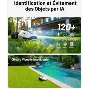 Robot Tondeuse Mammotion YUKA 1000 avec Abri, Sans Fil Périphérique, Cartographie Auto, Jusqu’à 1000m² à 1600m², Hauteur de Coupe 2-9 cm, Pentes à 50%, avec Module 4G