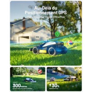Mammotion LUBA Mini AWD 1500 Robot Tondeuse Sans Fil Périphérique, NetRTK+Vision, Jusqu’à 1500m², Max. 1800 m², Pentes à 80%, Aucune Antenne RTK Requise, avec Module 4G