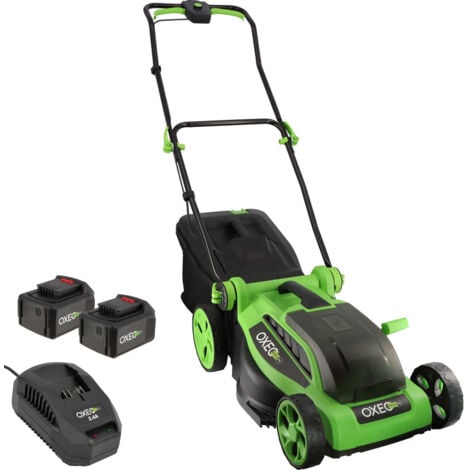 Tondeuse à gazon sans fil batterie 18V - Largeur 38cm Hauteur de coupe 25-65mm - Surface 500m² - 2 Batteries grande capacité 4Ah