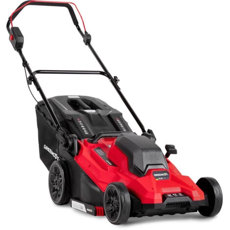 Tondeuse à gazon sans fil 40V, 2 batteries 20V + 1 chargeur, largeur de coupe 33cm, 5 hauteurs, 3100RPM, panier de ramassage 50L - Greencut GLM200L-2